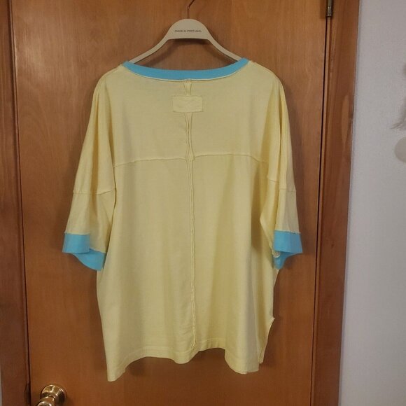 Amazon Trendy Casual Twofer T-shirt Top Womens XL Yellow/Green - Picture 4 of 6